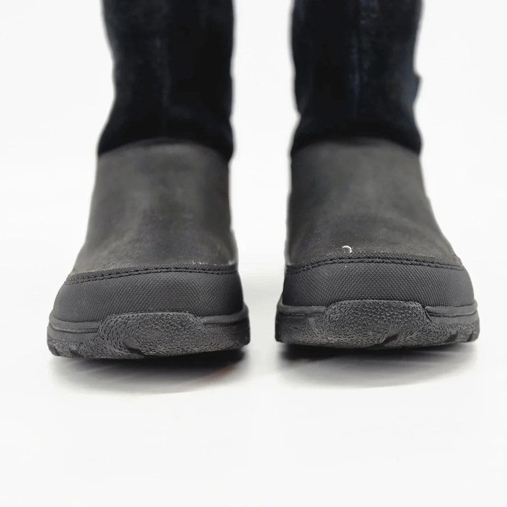 UGG Kids Butte II Waterproof Black Leather Suede Winter Boots 1012383K Size 2